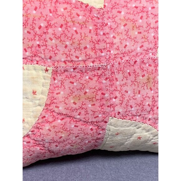 Handmade Pink & White Patchwork Quilted Pillow - Picture 7 of 10